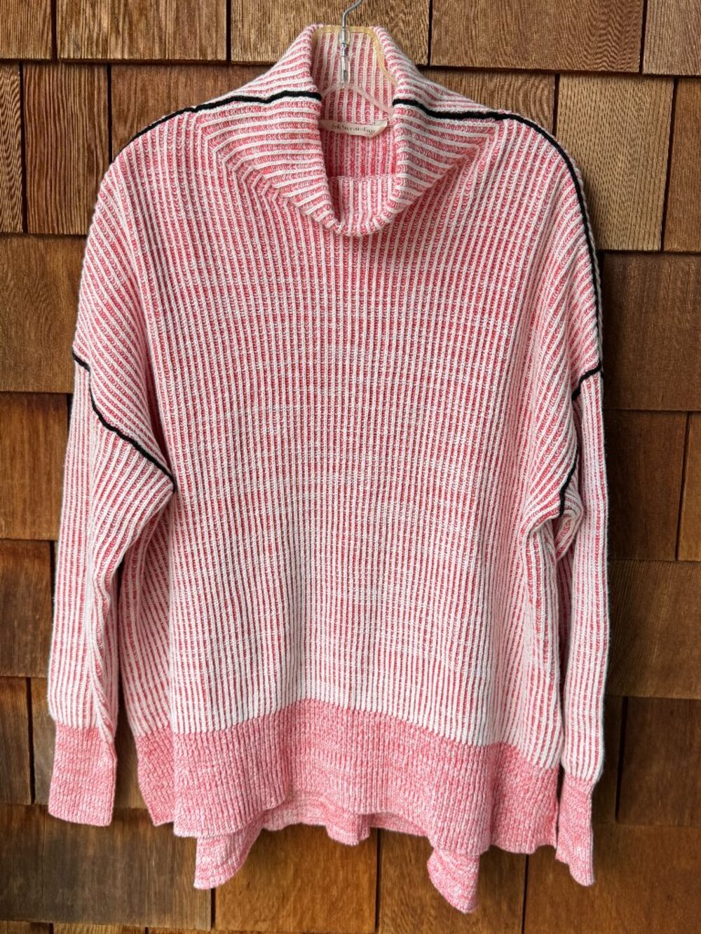 NWT Soft Surroundings Red & White Selene Funnel Neck Sweater in Women's X-Large